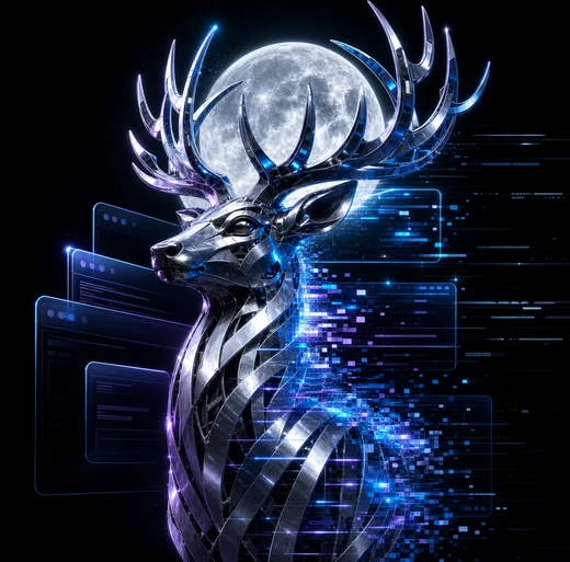 Металлический олень и слои пользовательского интерфейса